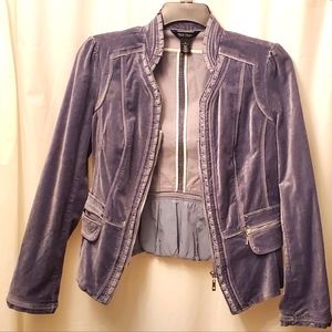 NWOT White House Black Market bluish silver, velvety jacket womens size 12